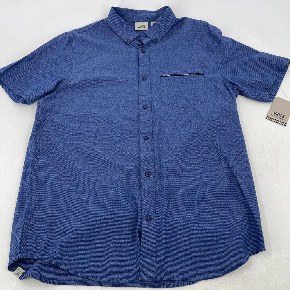 NEW Vans Off the Wall Shirt MENS Pipe Dream Wove Blueprint Casual Button Up M - Picture 16 of 16